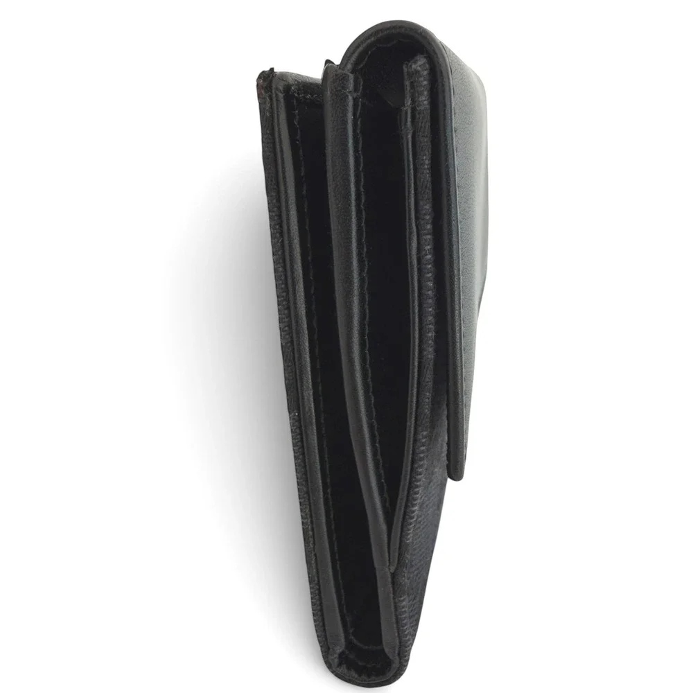 Gucci Vintage GG Canvas Black Leather Piston Clasp Bifold Wallet Made in Italy - Picture 3 of 12